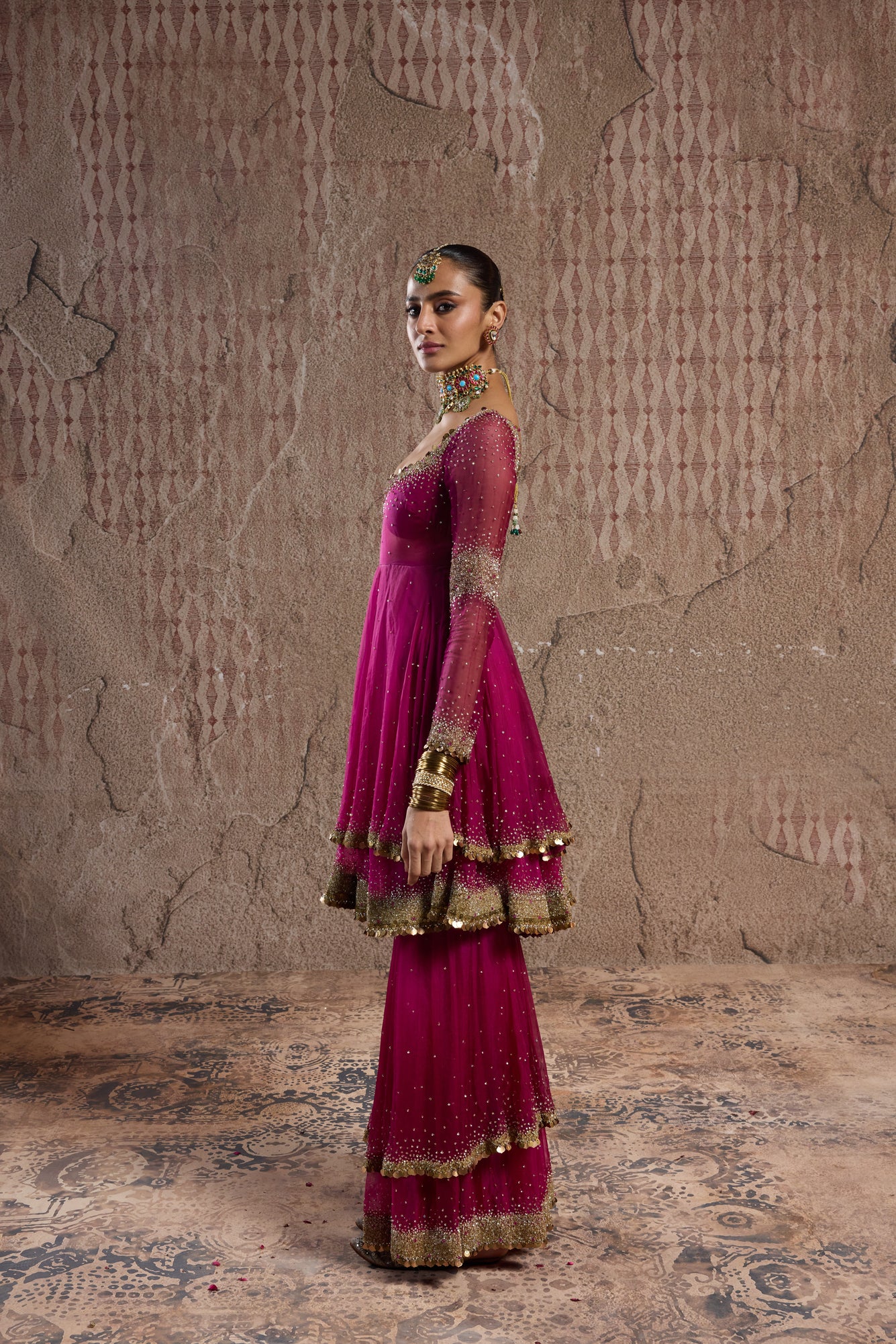 ROSE GLOW SHARARA SET WITH INTRICATE HANDWORK