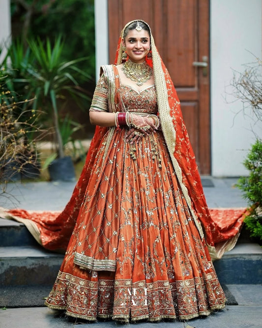 SAANJH RUST - THE HEIRLOOM EMBROIDERED LEHENGA