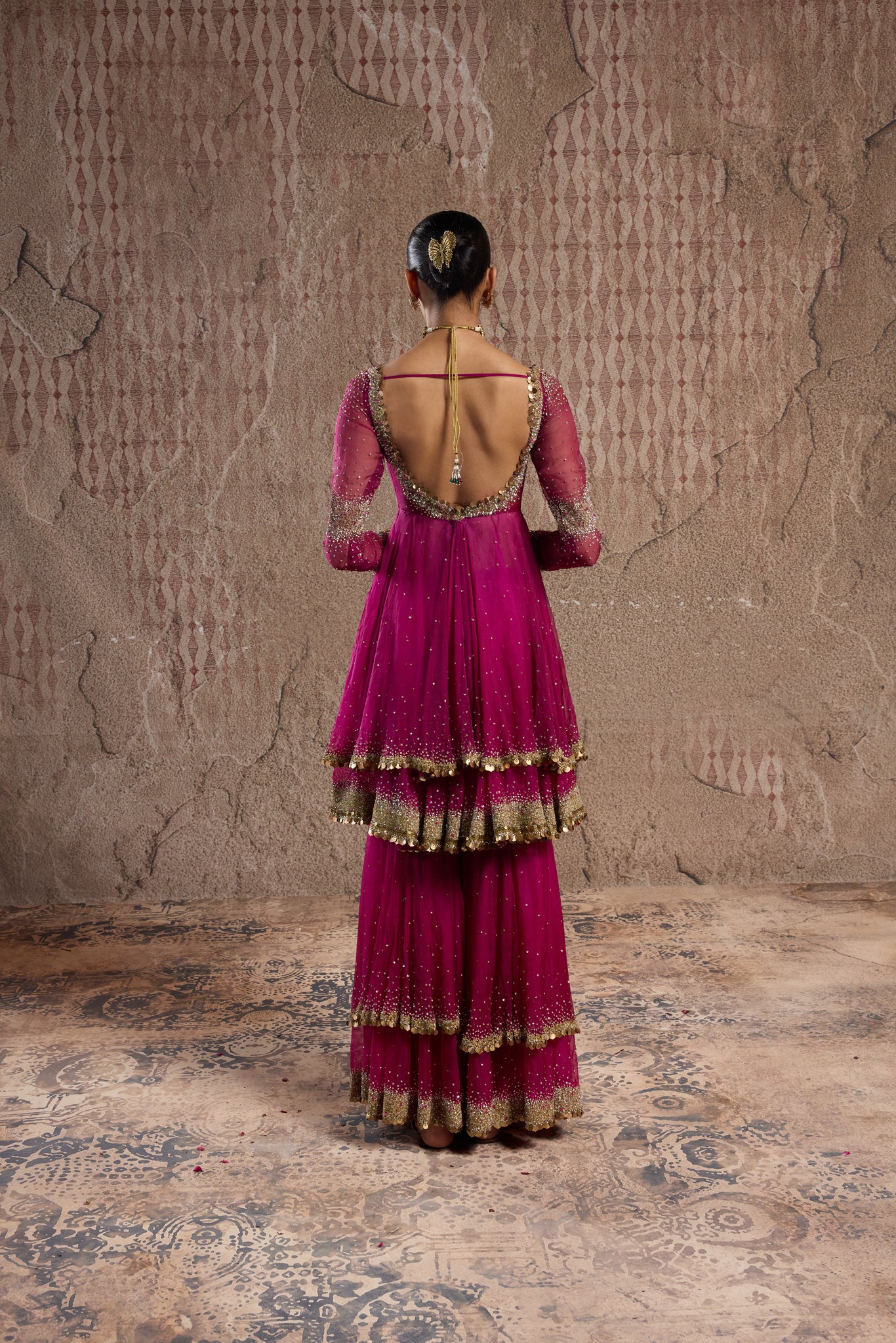 ROSE GLOW SHARARA SET WITH INTRICATE HANDWORK