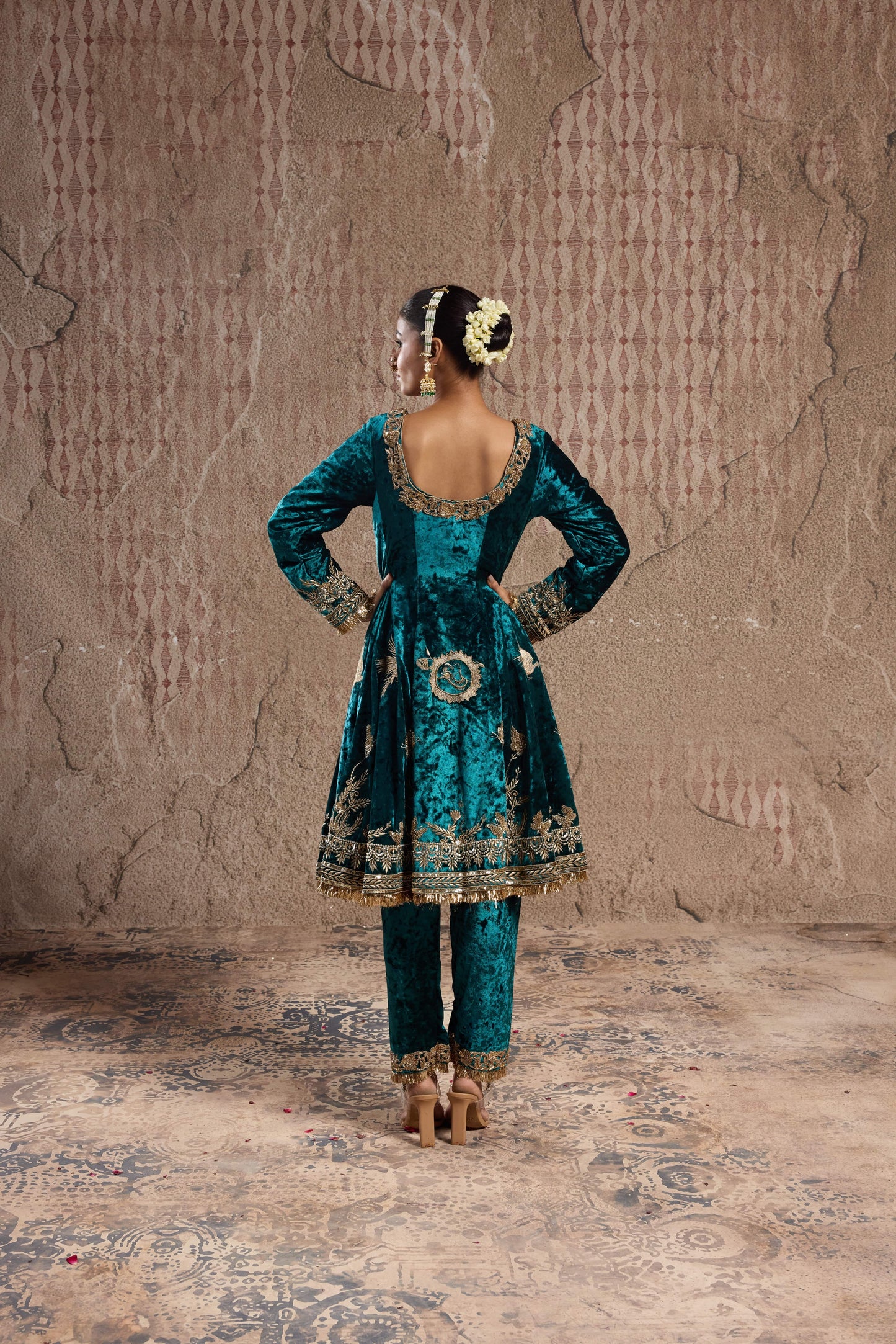 RICH VELVET PUNJABI SUIT WITH TRADITIONAL EMBELLISHMENTS