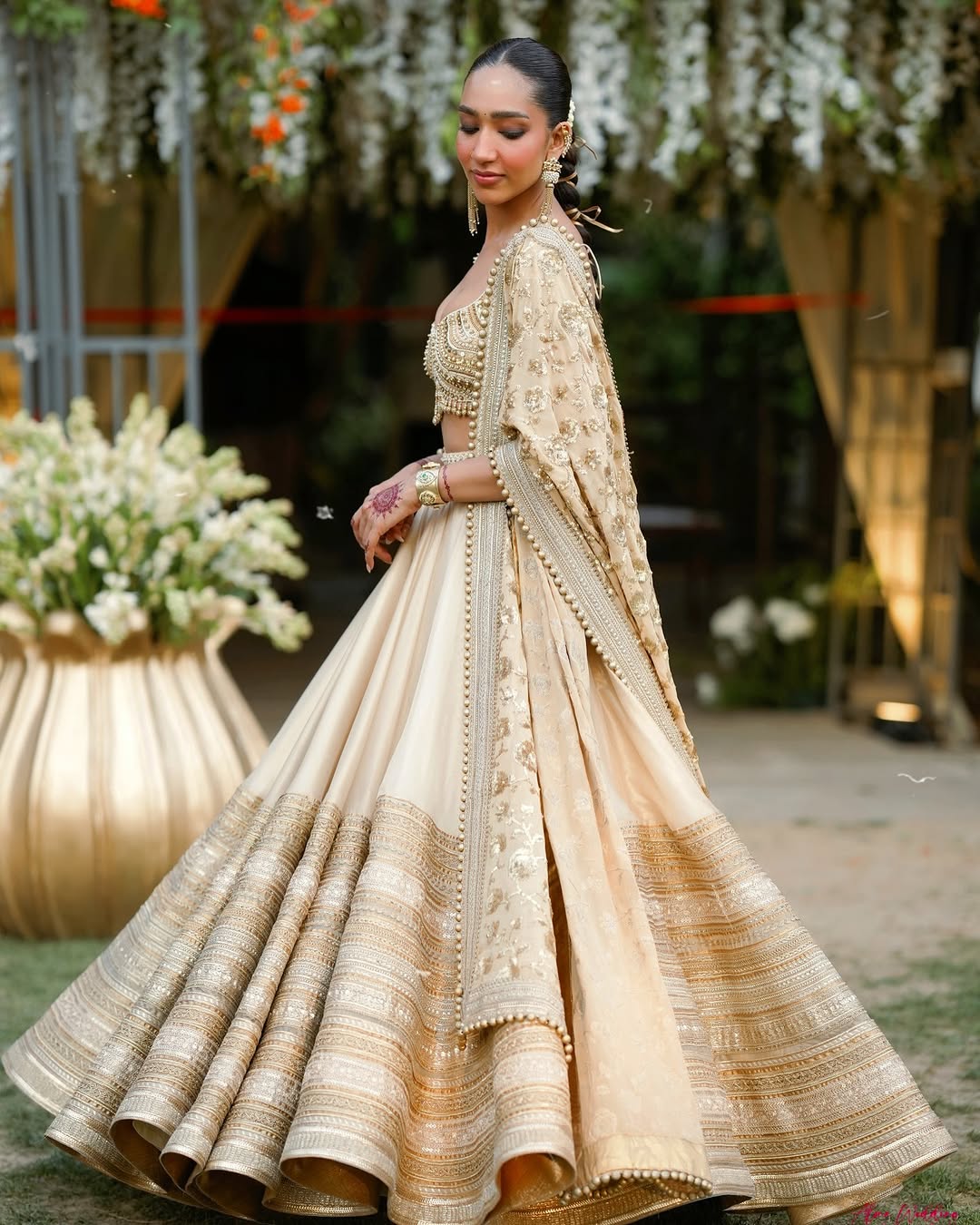 CLASSSIC IVORY LEHENGA WITH EMBELLISHED BORDER AND BLOUSE